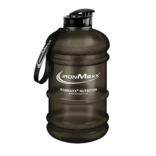 IronMaxx Water Gallon- Galón de agua- botella a prueba de fugas- sin BPA- color: negro mate- 2200ml (1 paquete) Cover