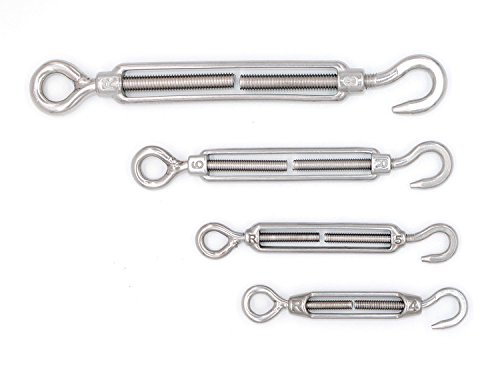 Mecollection 5pcs M5 Stainless Steel 304 Hook & Eye Turnbuckle Hook Wire RopeTension