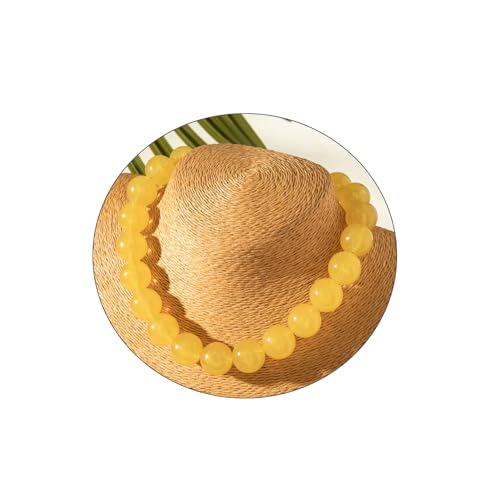 ZMJK Colorful Chunky Beaded Necklace for Women Acrylic Bead Choker Necklaces Fashion Large Round Beads Necklaces for Women Handmade Summer Jewelry (Yellow Beaded Necklace)