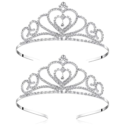 Lovelyshop Rhinestone Crystal Tiara-Wedding Bridal Prom Birthday Pegeant Prinecess Crown (Heart-2 Pack Cover