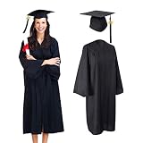 Formemory Akademischer Talar Doktorhut und Quaste, Graduation Robe Doktorhut für Abschlussfeiern deko Universität Hochschule, schwarz, Unisex(XL)