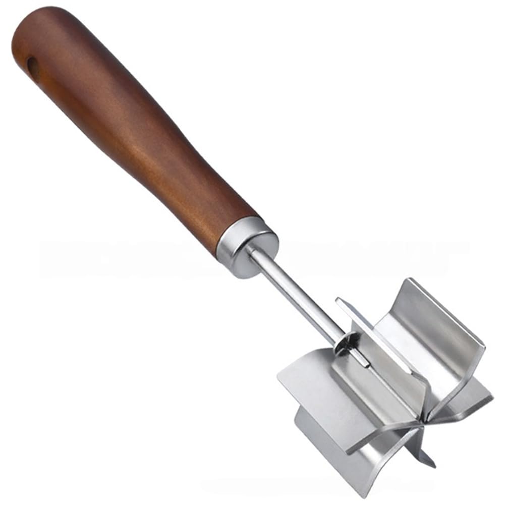 Lobamop Stainless Steel Meat Chopper 6-Curve Blades- Ergonomic Wood Handle& Heat- Design for Ground Beef Masher