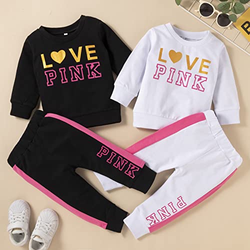 U·nikaka Toddler Girl Clothes Sweatshirt Outfits Sweatsuit Winter Fall Sweatpants Pant Clothing Set White 18-24 Months #TOP5
