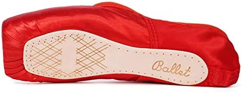 HIPPOSEUS Ballet Pointe Shoes for Women Girls Red Professional Dance Shoes Ballet Flats with Pre-Sewn Ribbons and Silica Gel Toe Pads,11 M US Women | Image 2