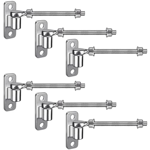 Insaga Lot de 6 charnières de portail M12 - Pour charge lourde - 16 mm - Crochet en J à boulon - Plaque en acier inoxydable - Réglable à vis - Pour portail...