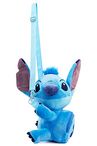 Disney Bolso Niña de Peluche Stitch Bolso Bandolera Niña Mujer Correa Ajustable Desmontable Bolso Cruzado Plush Peluches Lilo y Stitch Regalos Niña Accesorio Oficial (Azul Stitch)