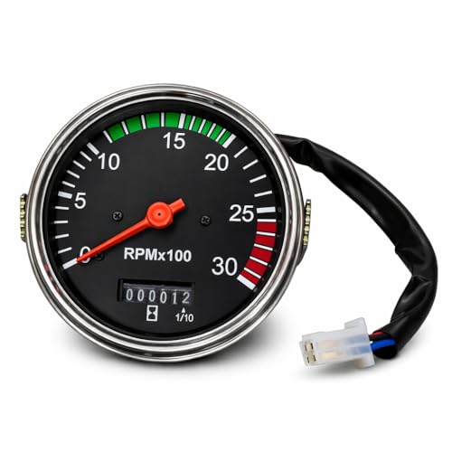 Tachimetro Universale 52 Mm 0-4000 RPM Con Contaore E 7 Colori Di Retroilluminazione – DC 9-32V Per Camion, Trattori E Barche