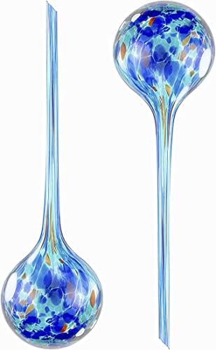 TechAffect Plant Watering Globes - Real Glass Bulb Automatic Water Feeder Devices for Indoor Plants While Away - Self Waterer Drip System Pack of 2