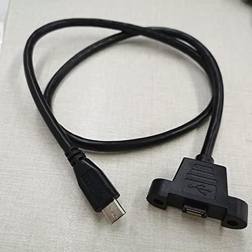 Micro-USB Extension Cable, Micro B Male to Female Cable Extension Panel Mount Type Cable with Screws, Data+Charge,50cm