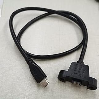 Micro-USB Extension Cable, Micro B Male to Female Cable Extension Panel Mount Type Cable with Screws, Data+Charge,50cm