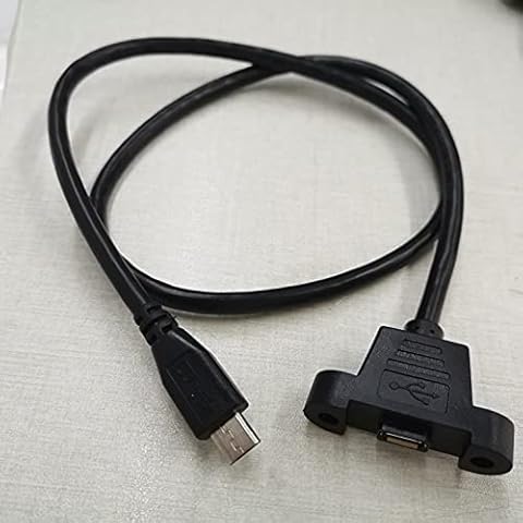 Micro-USB Extension Cable, Micro B Male to Female Cable Extension Panel Mount Type Cable with Screws, Data+Charge,50cm Cover