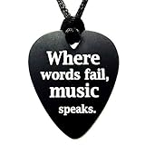 Colgante Púa Guitarra Aluminio Anodizado Negro grabado "Where Words...
