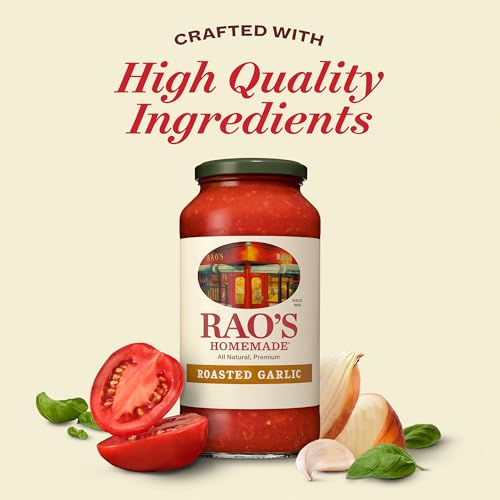 Image of Rao's Homemade Tomato Sauce | Roasted Garlic | 24 oz | Versatile Pasta Sauce | Carb Conscious, Keto Friendly | All Natural, Premium Quality | Made with Sweet Italian Tomatoes and Caramelized Garlic
