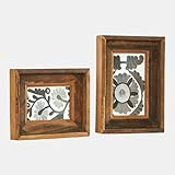 Loberon Bilderrahmen 2er Set Valerosas - Kräftige Holzmaserung - Rustikaler Look - Dekoration - Wohnaccessoires - Niembaumholz - Spiegelglas, braun