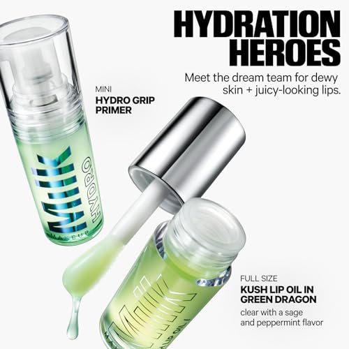 Image of Milk Makeup Mini 12HR Hydro Grip Primer + Full Size KUSH Lip Oil Gift Set - Hydrating Face Primer + Clear Lip Gloss - Travel Friendly, All-Day Wear