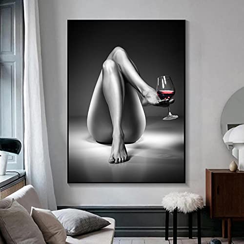 Peinture sur toile femme vin rouge 35x50cm pour déco chambre