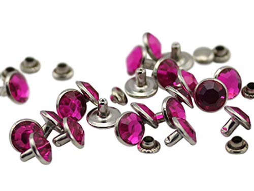 Allstarco 11Mm Pink Fuchsia H108 Acrylic Rhinestone Rivets For Garments Leather, Sewing And Crafts Diy Jewelry Making In Bulk Bracelet Handbags Flipflops - 100 Pieces #TOP11