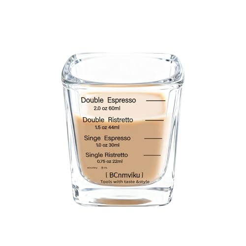 Espresso Shot Glass Liquid Heavy Sturdy Shot Glasses Measuring cup Wine Glass 1 Pack 2oz/60ml By BCnmviku(Sturdy 1Pack)