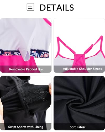 Image of Yonique Two Piece Tankini Bathing Suits T-Back Blouson Swim Tops with Boy Shorts Women Swimsuits Sporty Swimwear