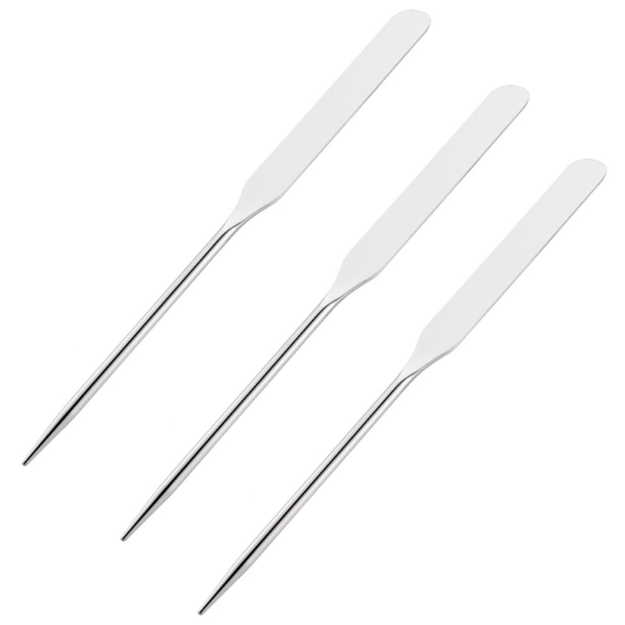 IWOWHERO Makeup Stirring Spatula Set of 3 Long Metal Mixing Tool for Beauty Products