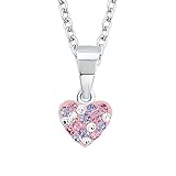 Preciosa-Steine eingefasst in glänzendem Sterling-Silber 925, Herzkette veredelt mit Rhodium für langanhaltenden Schutz vor Verfärbungen