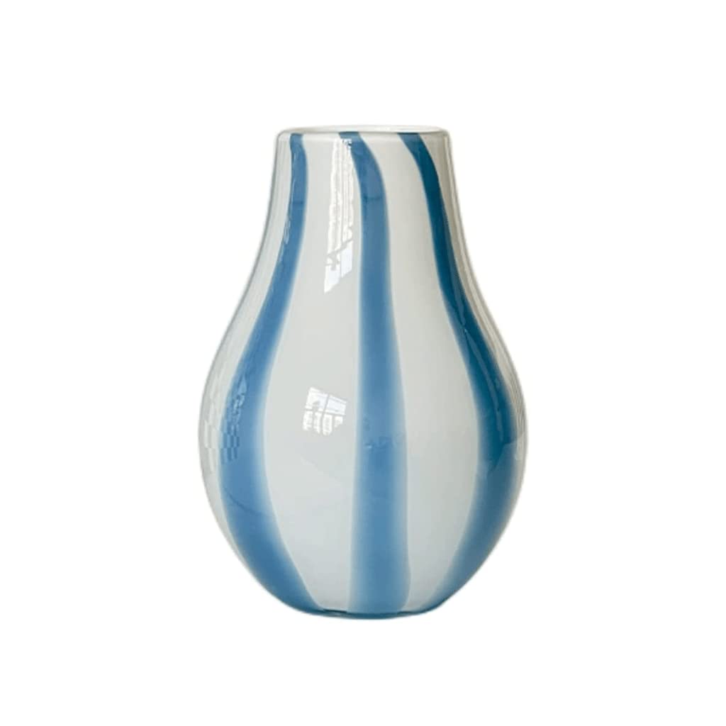 ANTWAX 7x 23cm Vintage Vase with Stripe Glass Bud Vases Samll Bum Vase Restaurant School Balcony（Purple,Blue）