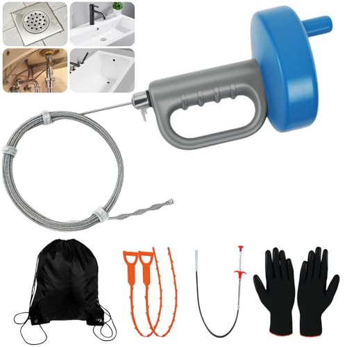 33Ft Drain Auger, Flexible Plumbing Snake & Drain Hair Clog
