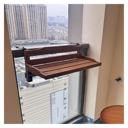 Table de balcon suspendue rabattable marron 24x90 pour balustrade et petit jardin
