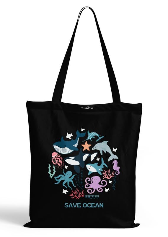 Image of TrendoPrint Reusable Shopping Bag Canvas Tote Bag for Grocery, College, Office & Shoulder Handbag Travel Bag for Men and Women (14x16 inches)