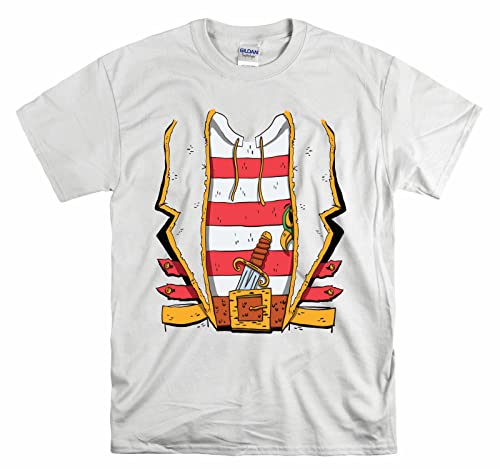 Costume de pirate drôle T-shirt blanc unisexe taille M pour adulte