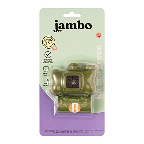 JAMBO PET Kit Porta Saq Bio Eco Green 2 Rolos Jambo Para Cães
