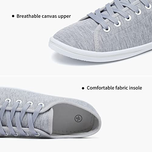 Image of Shupua Women's Casual Canvas Sneakers, White, Lace Up Flats