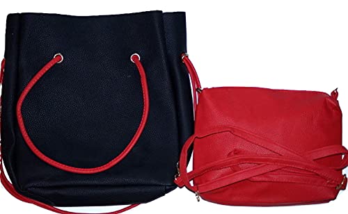 Lot de 2 sacs à main pour femme Noir et rouge - Design classique et élégant pour toutes les occasions - Dimensions : 35 x 40 x 15 cm Cover