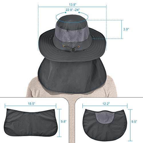 IYEBRAO Chapéu de sol masculino para uso ao ar livre com aba de pescoço e proteção UV chapéu de pesc