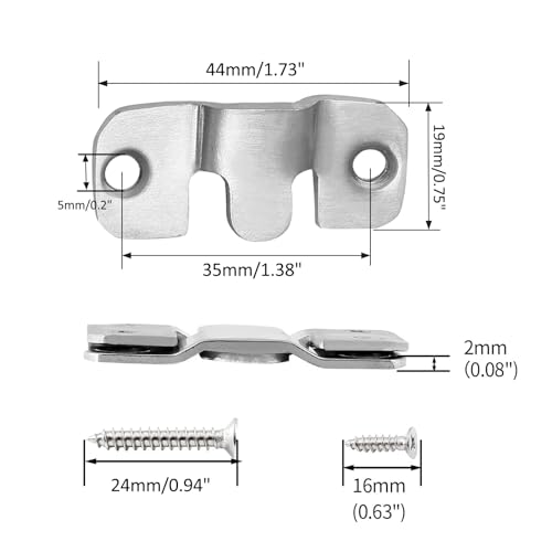 Image of Bonsicoky 10 Pcs Flush Mount Bracket with Screws, Heavy Duty Picture Hangers, Stainless Steel Z Clip Bracket Picture Wall Mount Hardware for Wall Hanging Large Pictures, Art Paintings, Silver, Small