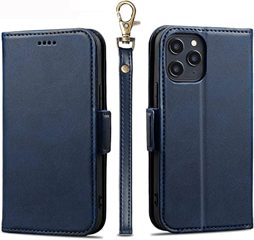 Housse iPhone 13 Pro Max antichoc bleue avec porte-carte et support
