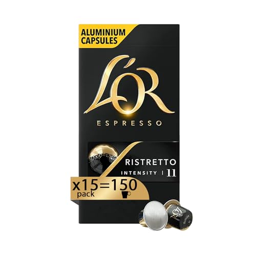 L'Or Capsule Caffè Espresso Ristretto - 150 Capsule in Alluminio - Intensità 11 - Compatibili con Macchine Nespresso®* original - 15 pacchetti da 10 capsule