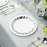 Efavormart 25-Pack 9' Silver Geometric Foil Paper Plates - 400 GSM Extra Heavy-Duty Hexagon Dinner Plates for Winter Galas and Formal Events