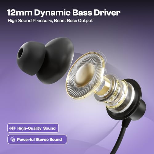 Image of Wireless Bluetooth Neckband Earphones, Mic, Deep Bass (Black)