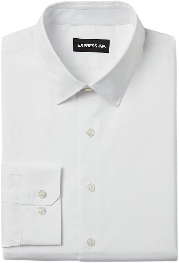 Express Mens 1MX Extra Slim Fit Button Down Shirt Solid White