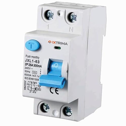Miniatura 2 de Ixtrima Interruptor Diferencial Puro 2p 25a 300ma 220v-6ka 300ma Para Carril Din - 2 Módulos Din - Protección Circuitos Y Seguridad Instalaciones