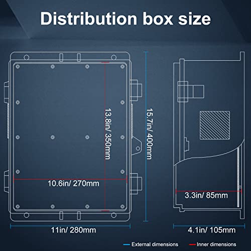 Image of Namunanee Outdoor Electrical Junction Box, ABS Water Resistant Enclosure with Internal Mounting Panel & Hinged Cover, 15.7 inch H* 11 inch L* 4.1 inch W