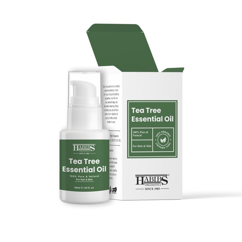 Image of Habibs Pure Tea Tree Essential Oil for Acne, Skin & Hair 100% Undiluted, Therapeutic Grade 30ML
