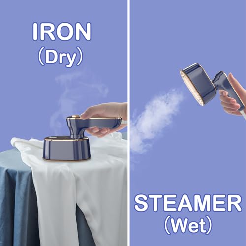 Image of Travel Steamer Iron for Clothes Mini - Portable Ironing Machine Travel Small Size Portable Steamer Travel College Dorm Home Essentials (Blue)