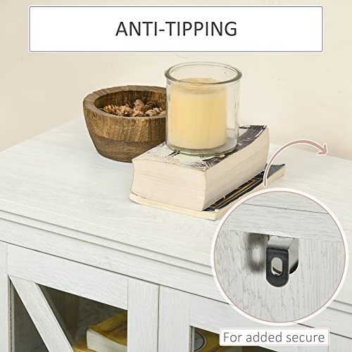 Homcom Sideboard Buffet Cabinet, Glass Door Credenza, Coffee Bar Cabinet With Adjustable Shelf, White #TOP7