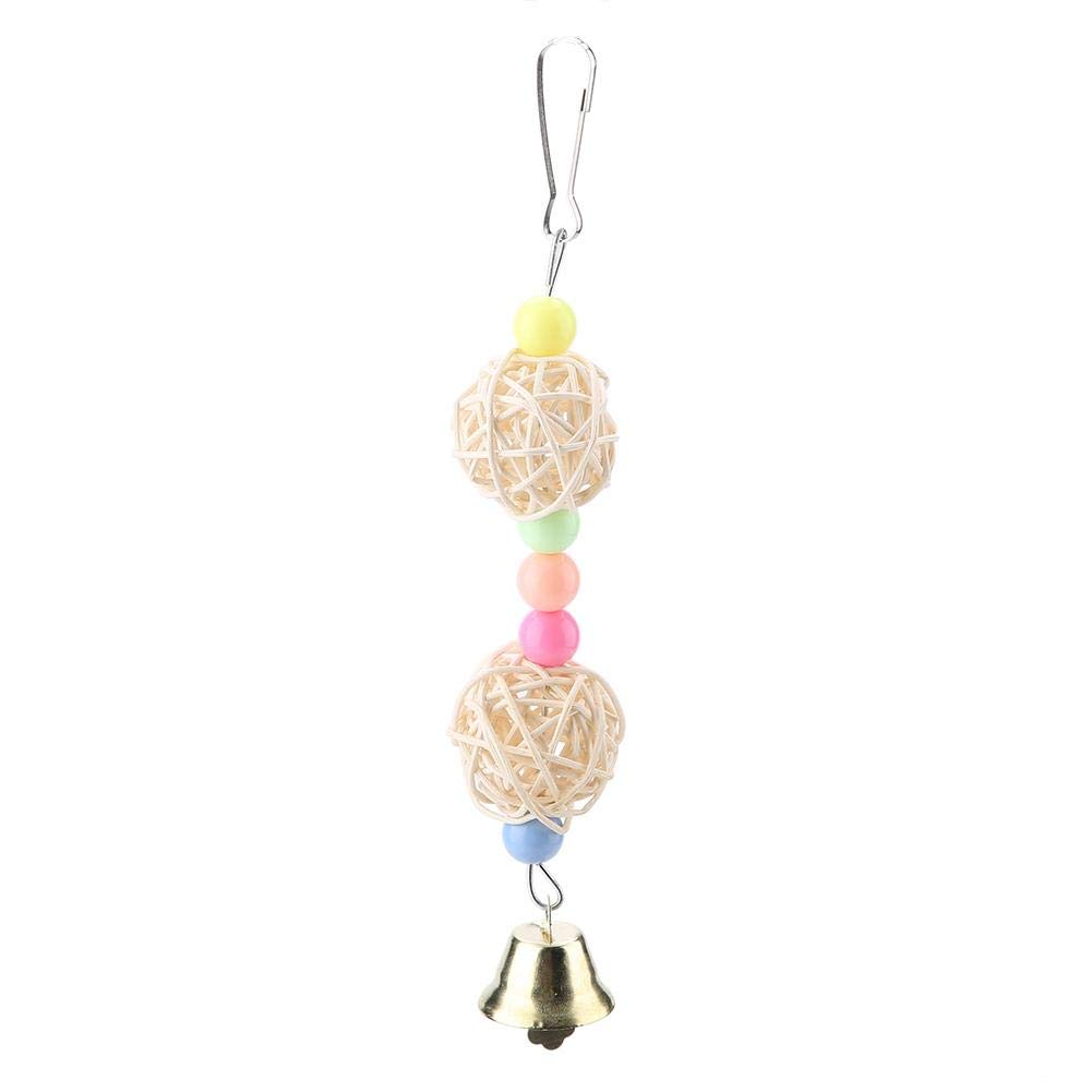 6 Pcs giocattoli pappagallo di uccelli, Parrocchetto Bird Toys Perches Altalena appesa giocattoli con perline di legno colorate Bells Sepak Takraw per pappagalli