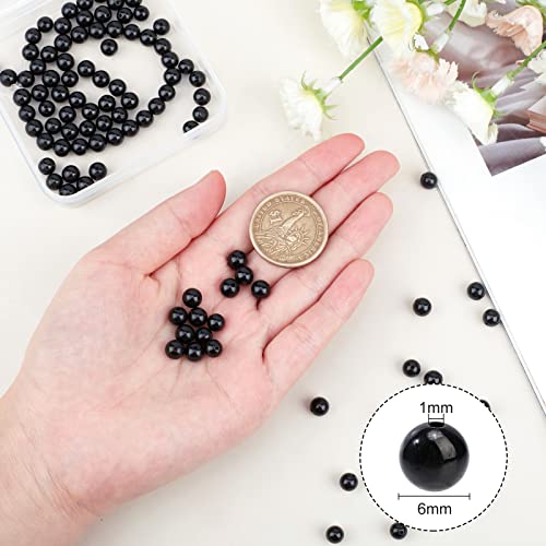 OLYCRAFT About 100Pcs 6mm Natural Tourmaline Round Beads 6mm Black Tourmaline Stone Gemstone Beads Undyed Loose Round Smooth Beads for DIY Jewelry Making - Image 2
