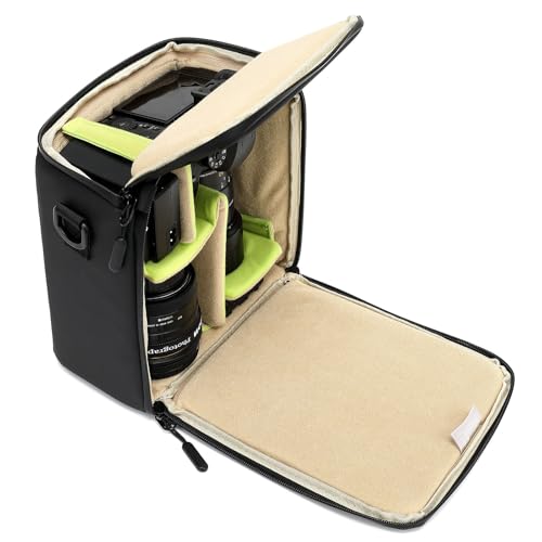 svatin Mini SLR Camera Insert Bag,Shockproof &Pressure-proof Dual Opening Camera Lens Cube Case Bag,Digital DSLR Mirrorless Cameras Accessories Storage Pouch Compatible for Canon,Sony,Fuji (XXS Gray)