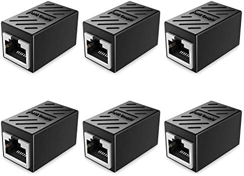 DZHJKIO RJ45 Coupler Ethernet Cable Extender 6 Pack in Line Network Cable Coupler Cat7 Cat6 Cat5 Cat5e Ethernet Coupler Adapter Female to Female, Black1