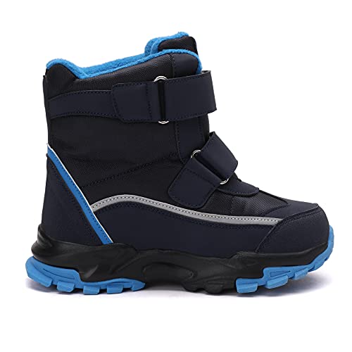 Ujkoo Boys Girls Snow Boots Winter Warm Waterproof Slip Resistant Cold Weather Outdoor Boots Kids Shoes/Black Blue 13 Little Kid #TOP3